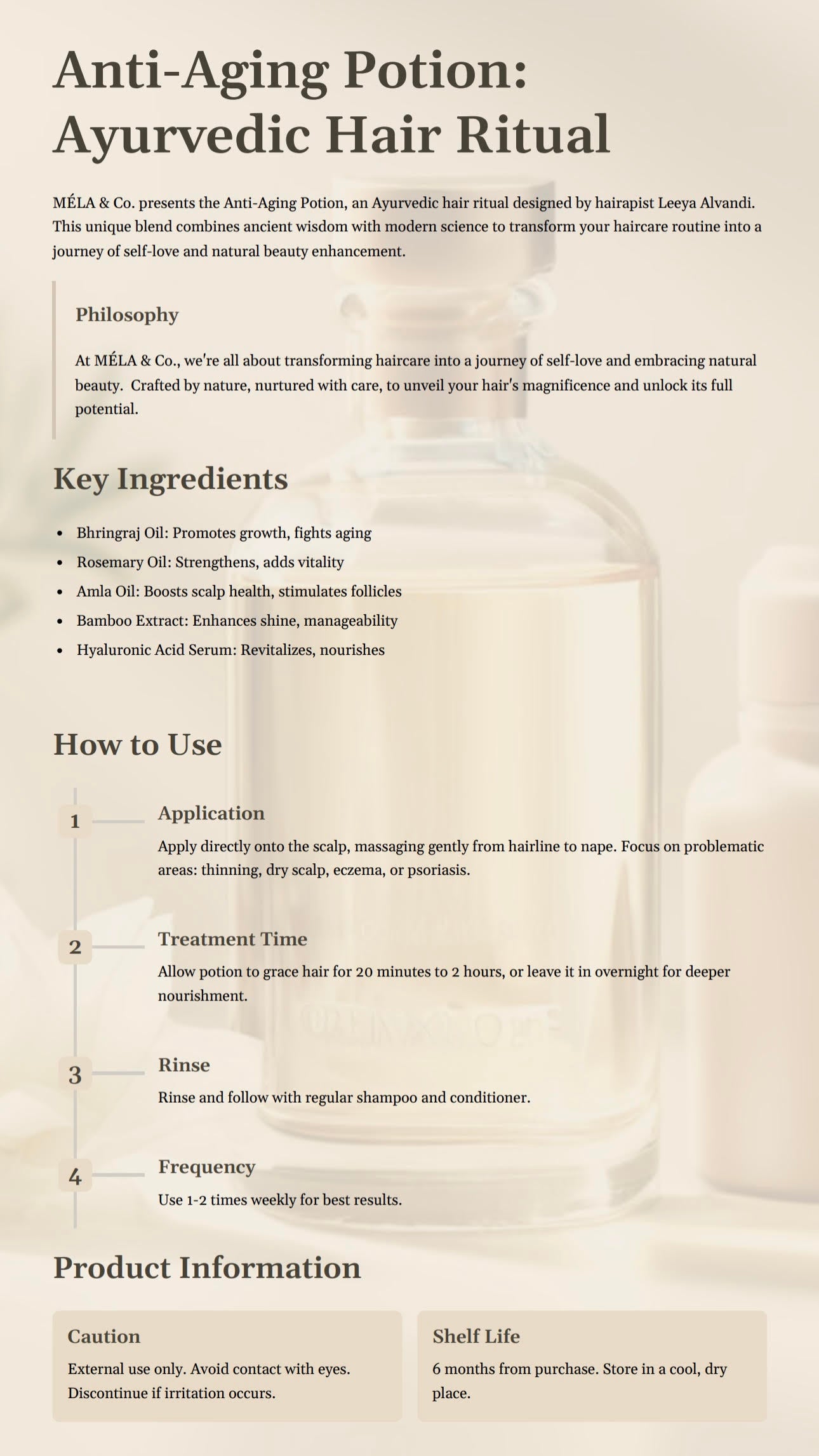 Ayurvedic Hair Treatment – Mela & Co Anti-Aging Potion for Revitalized, Nourished, and Strengthened Hair