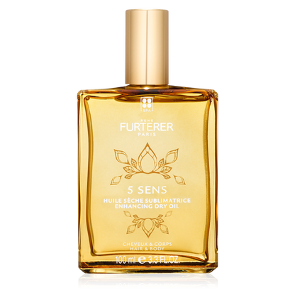 Rene Furterer 5 Sens Enhancing Dry Oil – Hydrating Blend of Safflower, Sweet Almond, Avocado, Castor & Jojoba Oils for Soft Hair & Skin